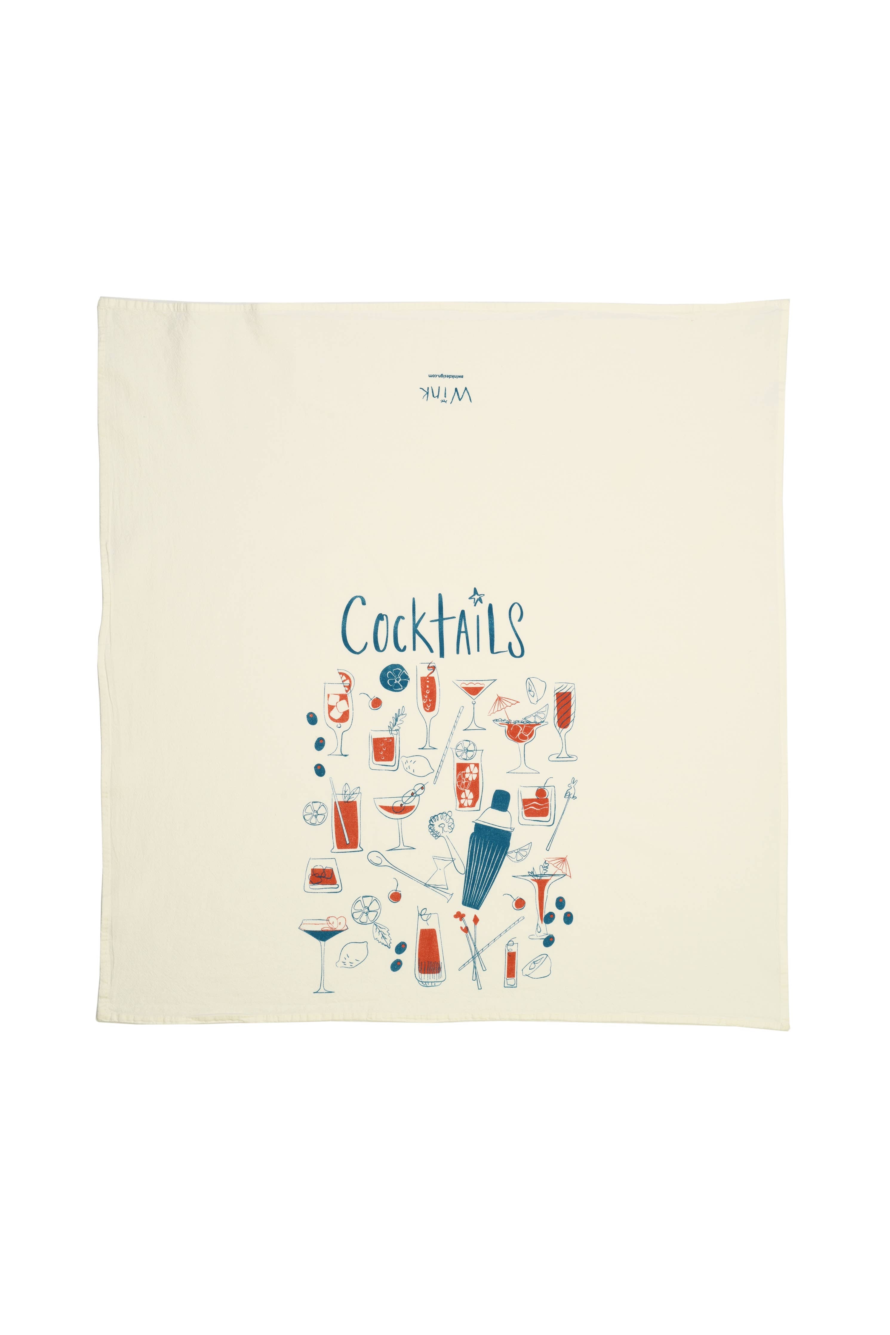 Vintage cocktails tea towel