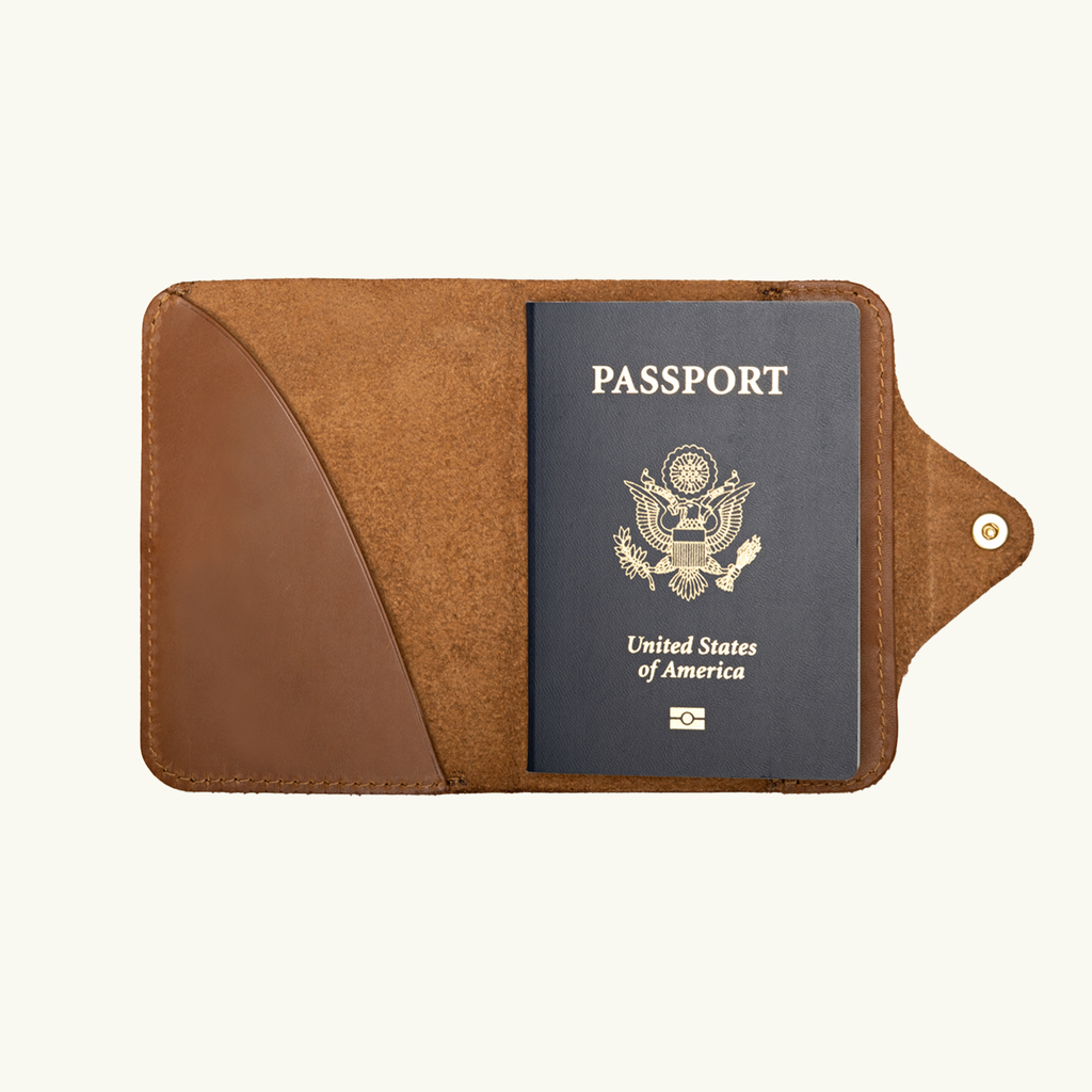 Full-Grain Leather Snap Passport Wallet