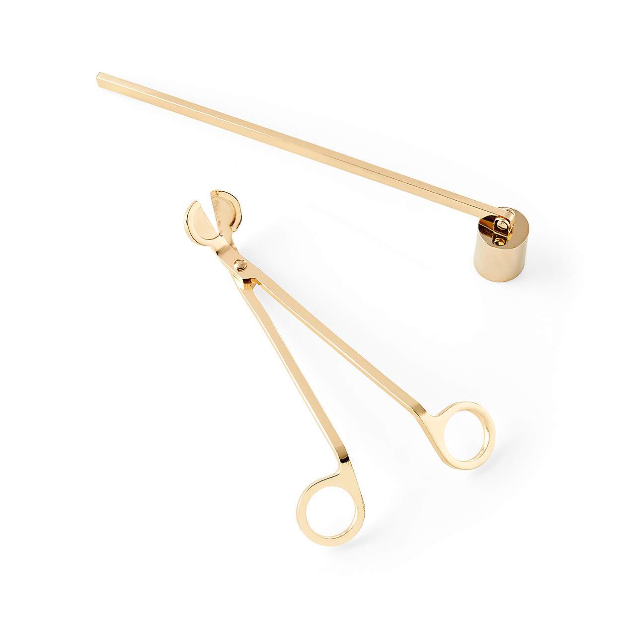 Candle Care Accessory Set: Gold Wick Trimmer and Snuffer