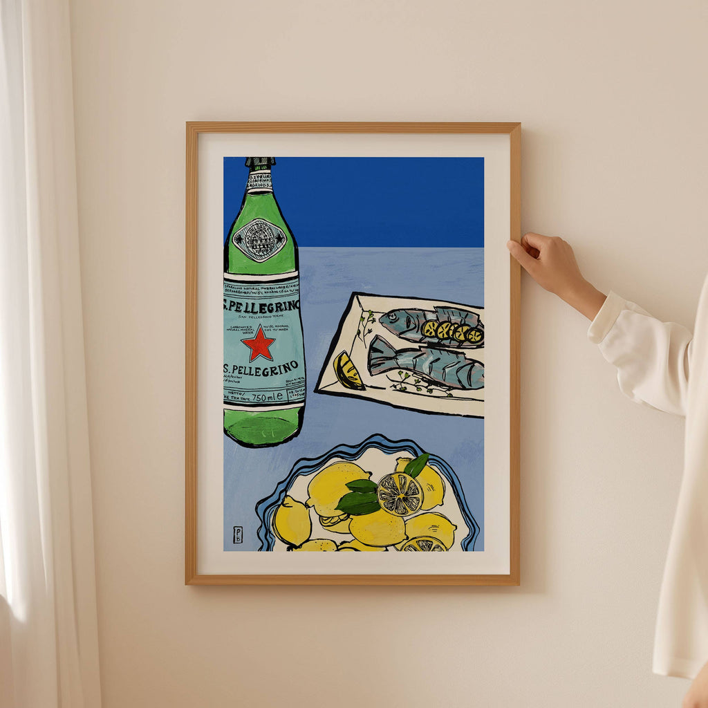 Lemon & Pellegrino Giclée Print: Italian Kitchen Wall Art
