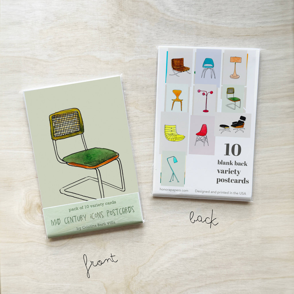 Pack of 10 Postcards of Midcentuy-Modern Furniture Icons