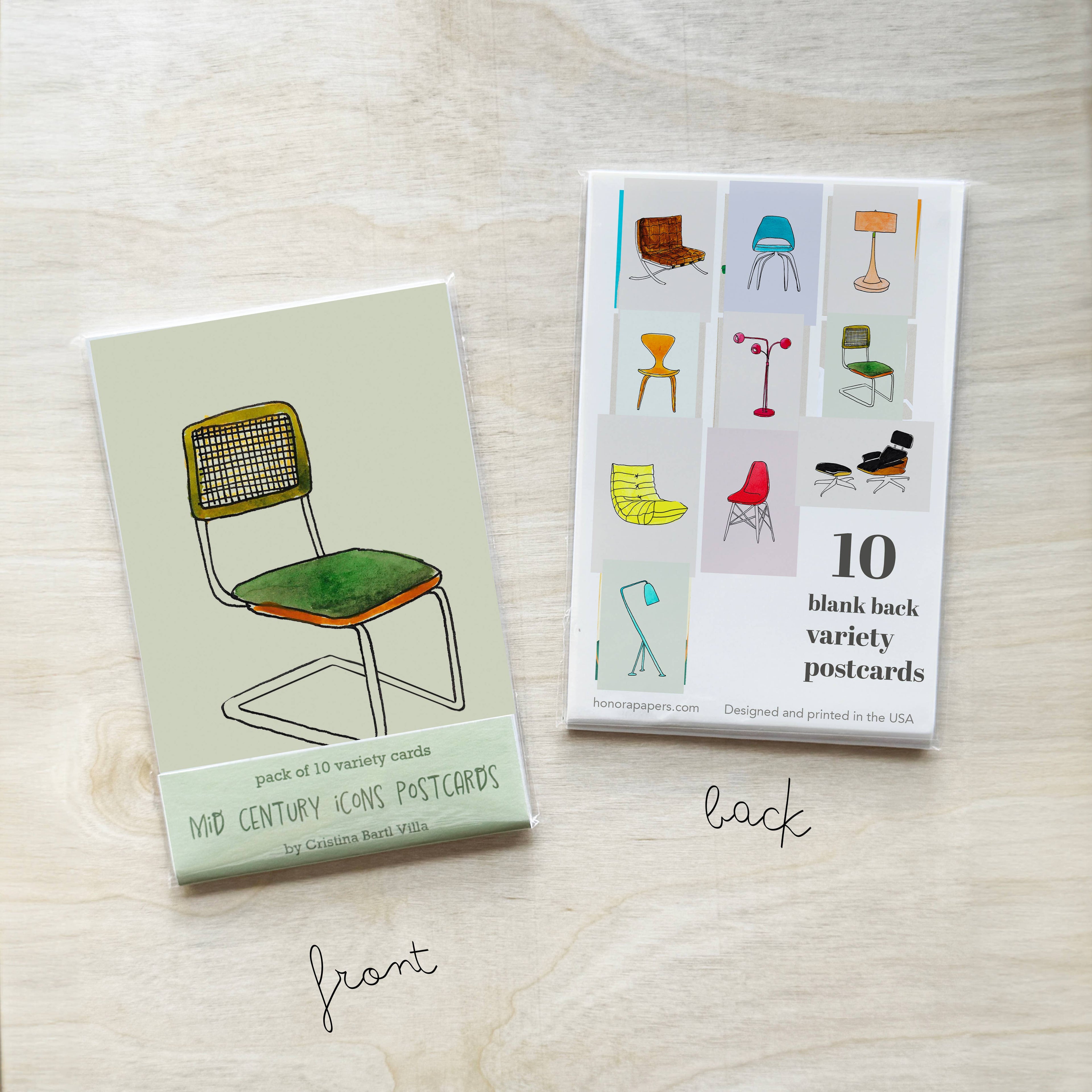 Pack of 10 Postcards of Midcentuy-Modern Furniture Icons