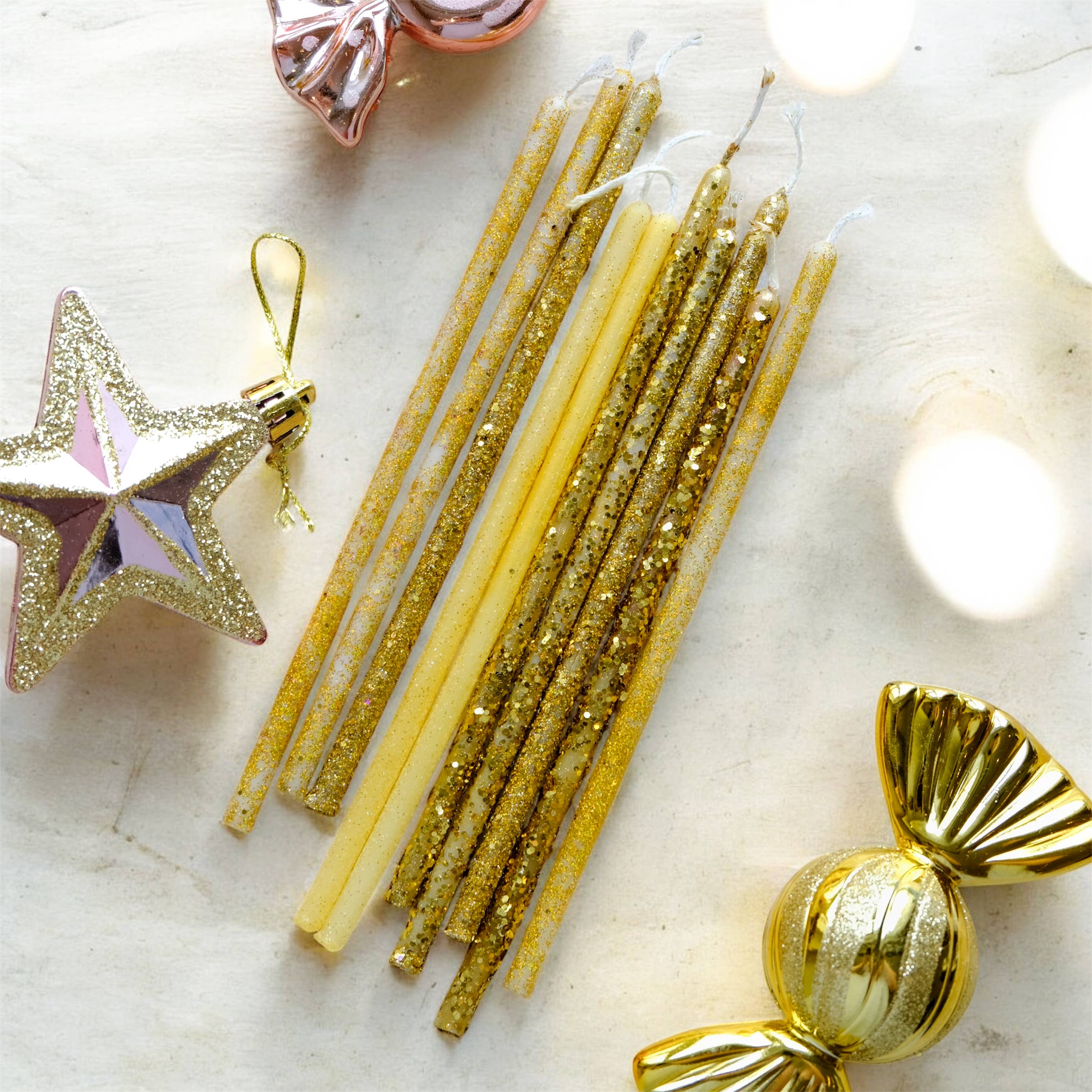 Birthday candles natural wax / Biodegradable glitter