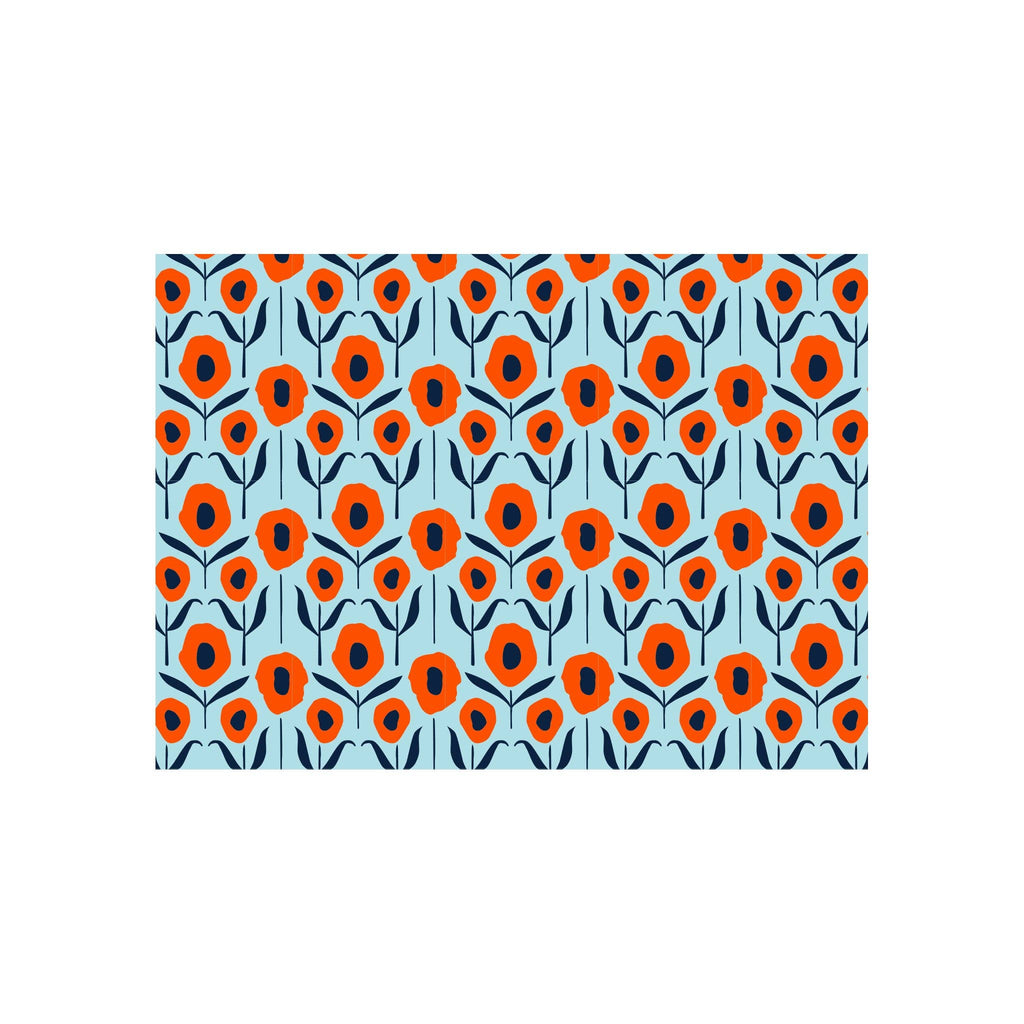 New! Country Poppies on Aqua / Blank Note Cards