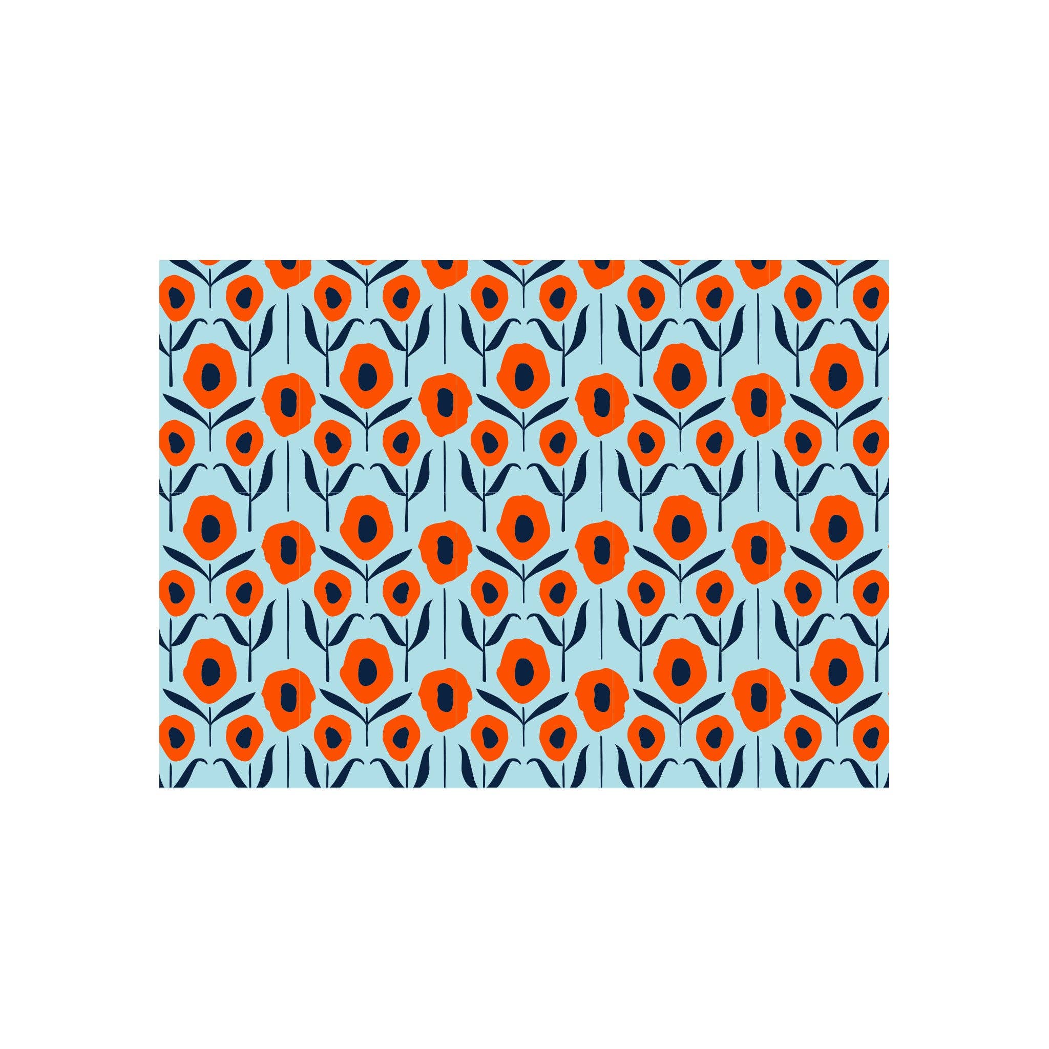 New! Country Poppies on Aqua / Blank Note Cards