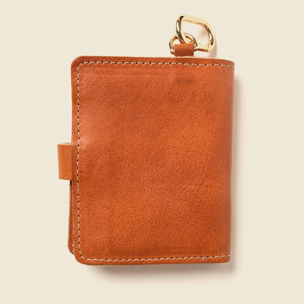 Snap Leather Wallet with key ring - Natural