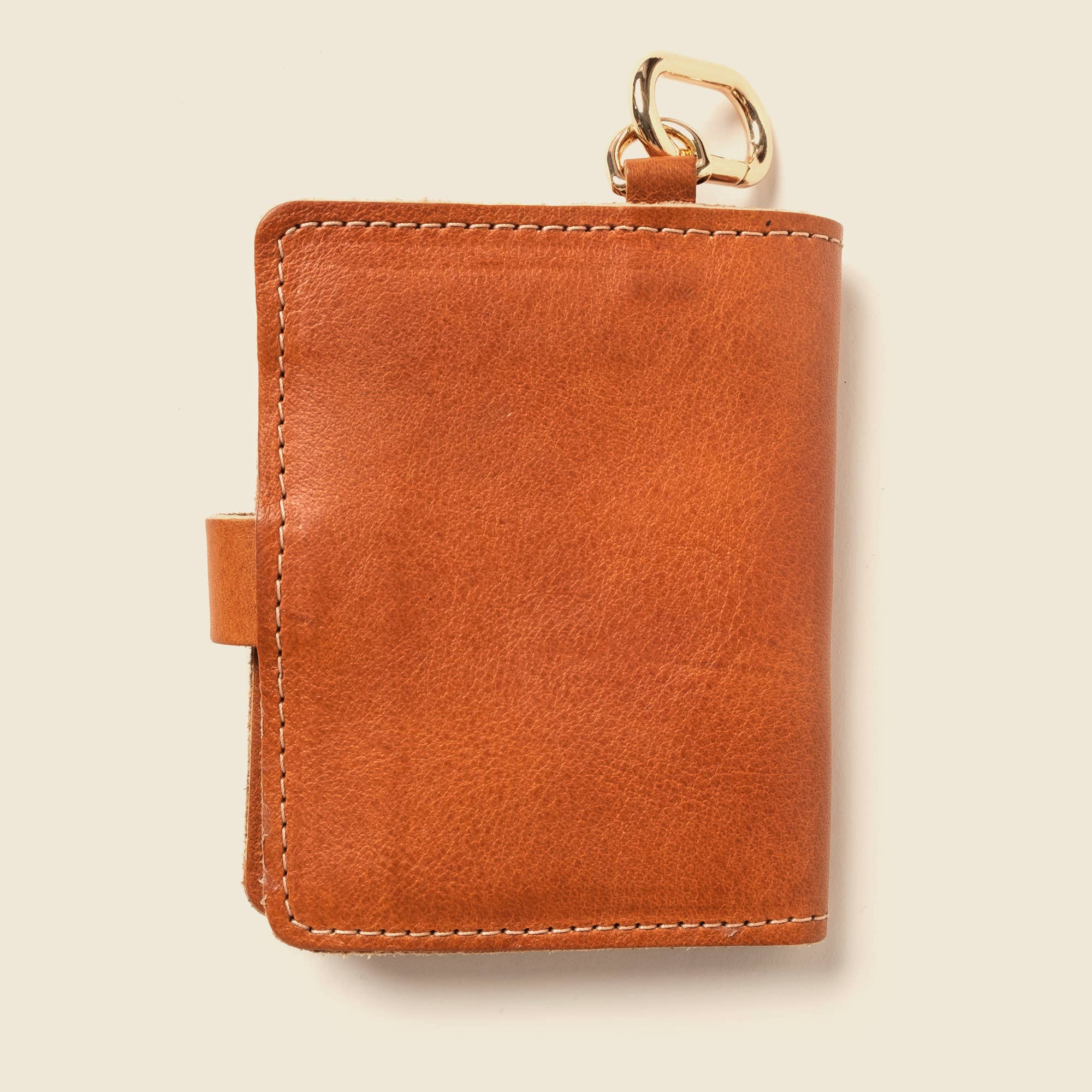 Snap Leather Wallet with key ring - Natural