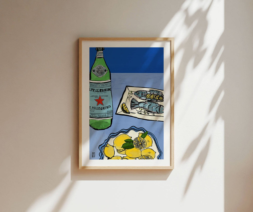 Lemon & Pellegrino Giclée Print: Italian Kitchen Wall Art