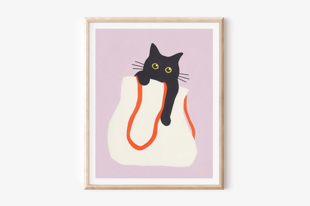 Cat in Bag Art Print