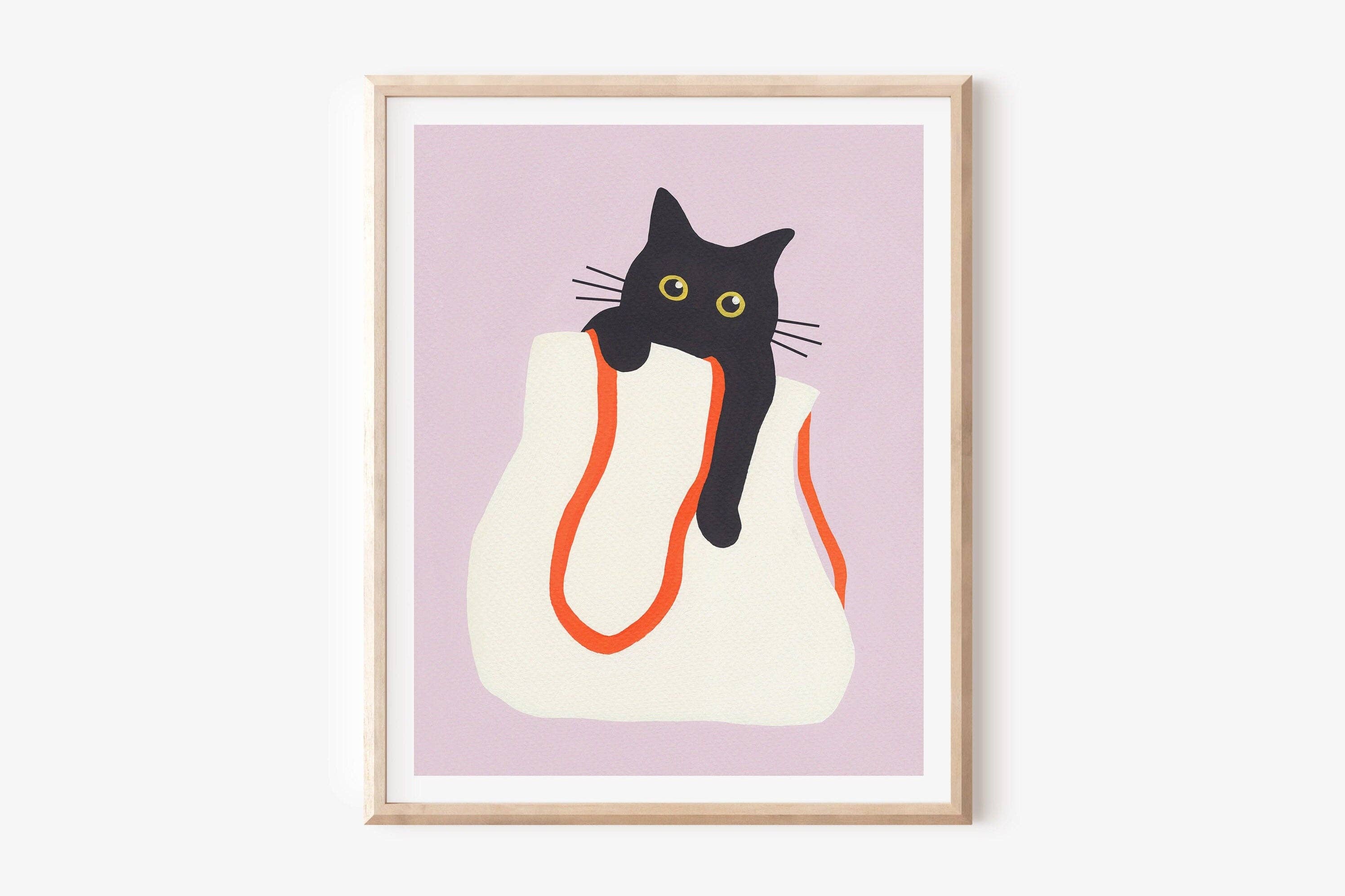 Cat in Bag Art Print