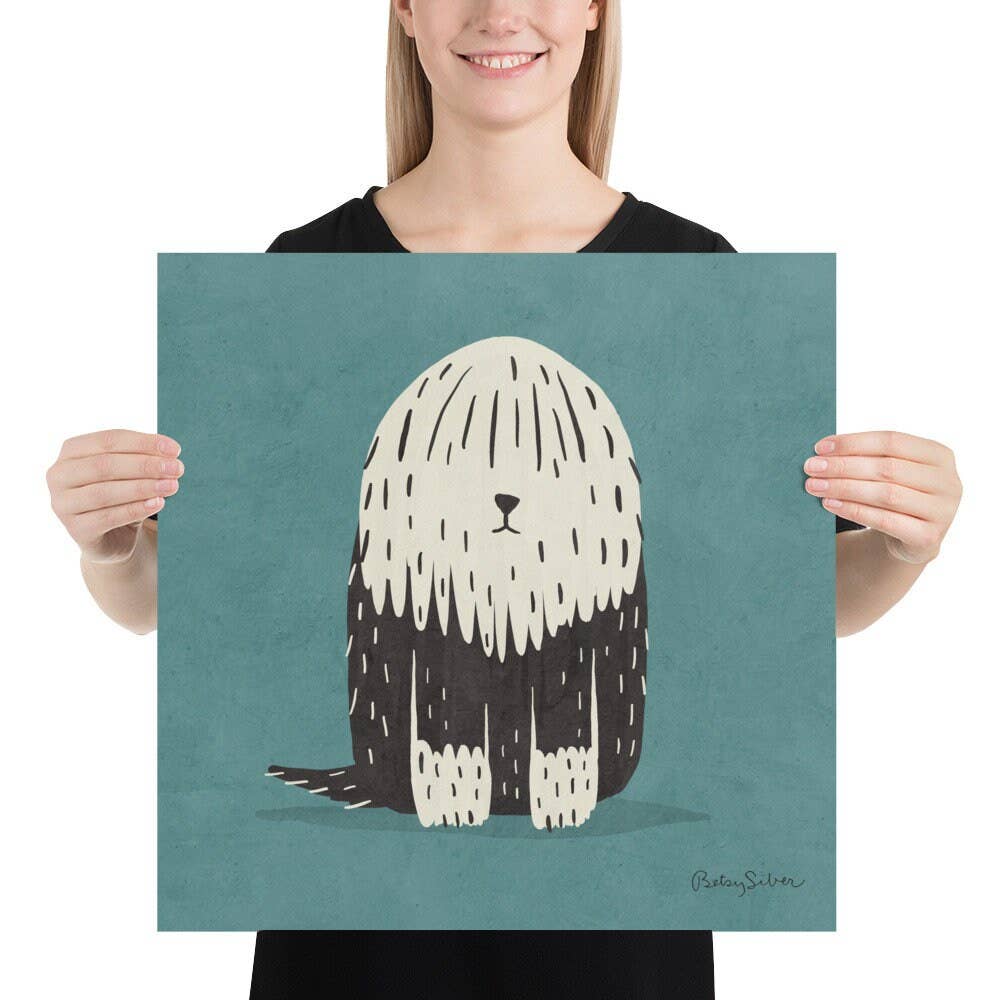 Sheepdog Art Print in Blue