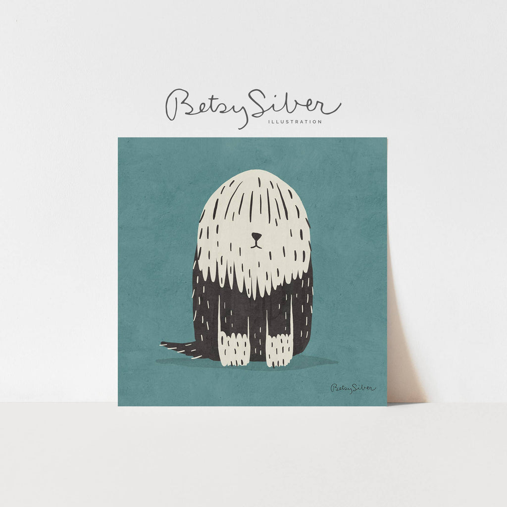 Sheepdog Art Print in Blue