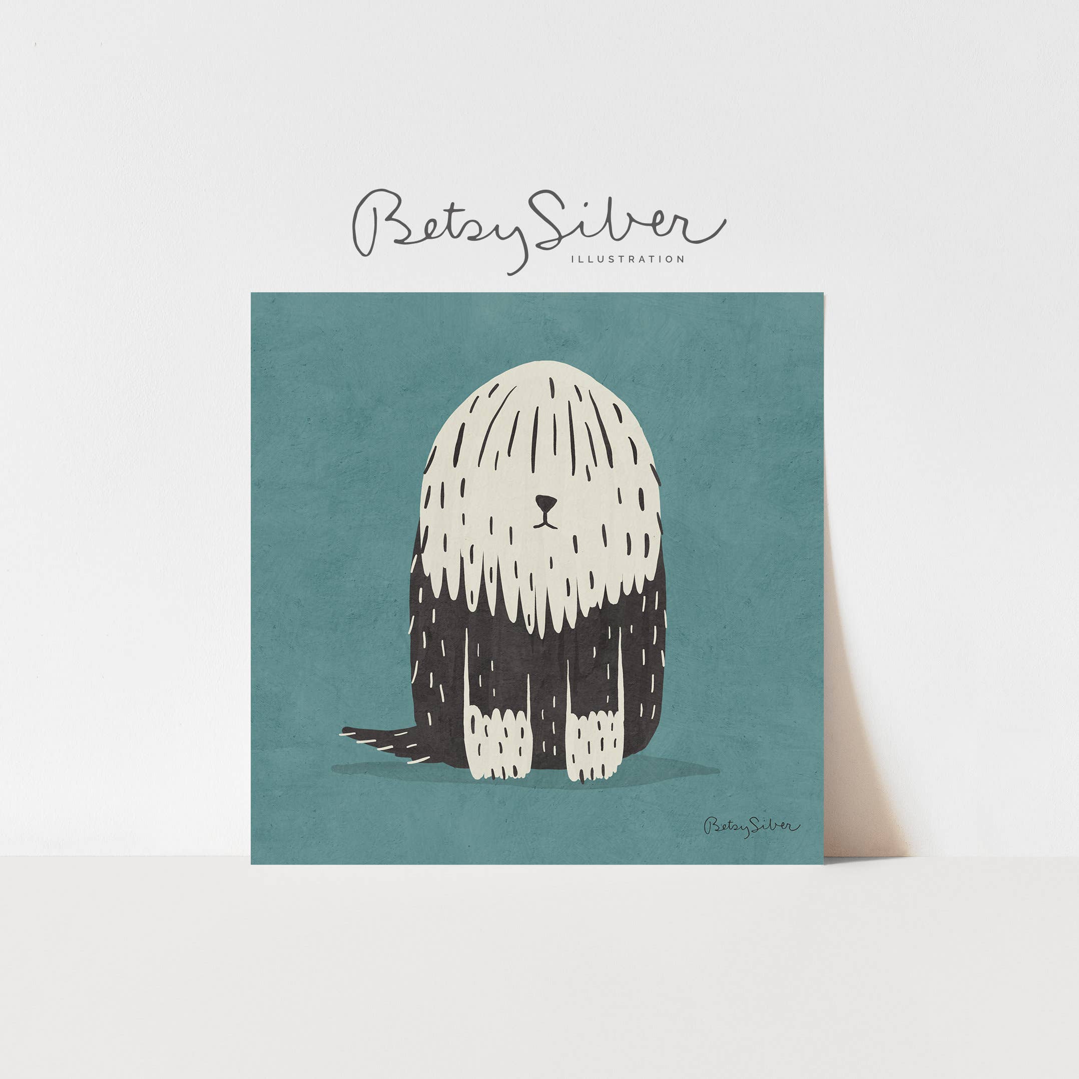 Sheepdog Art Print in Blue