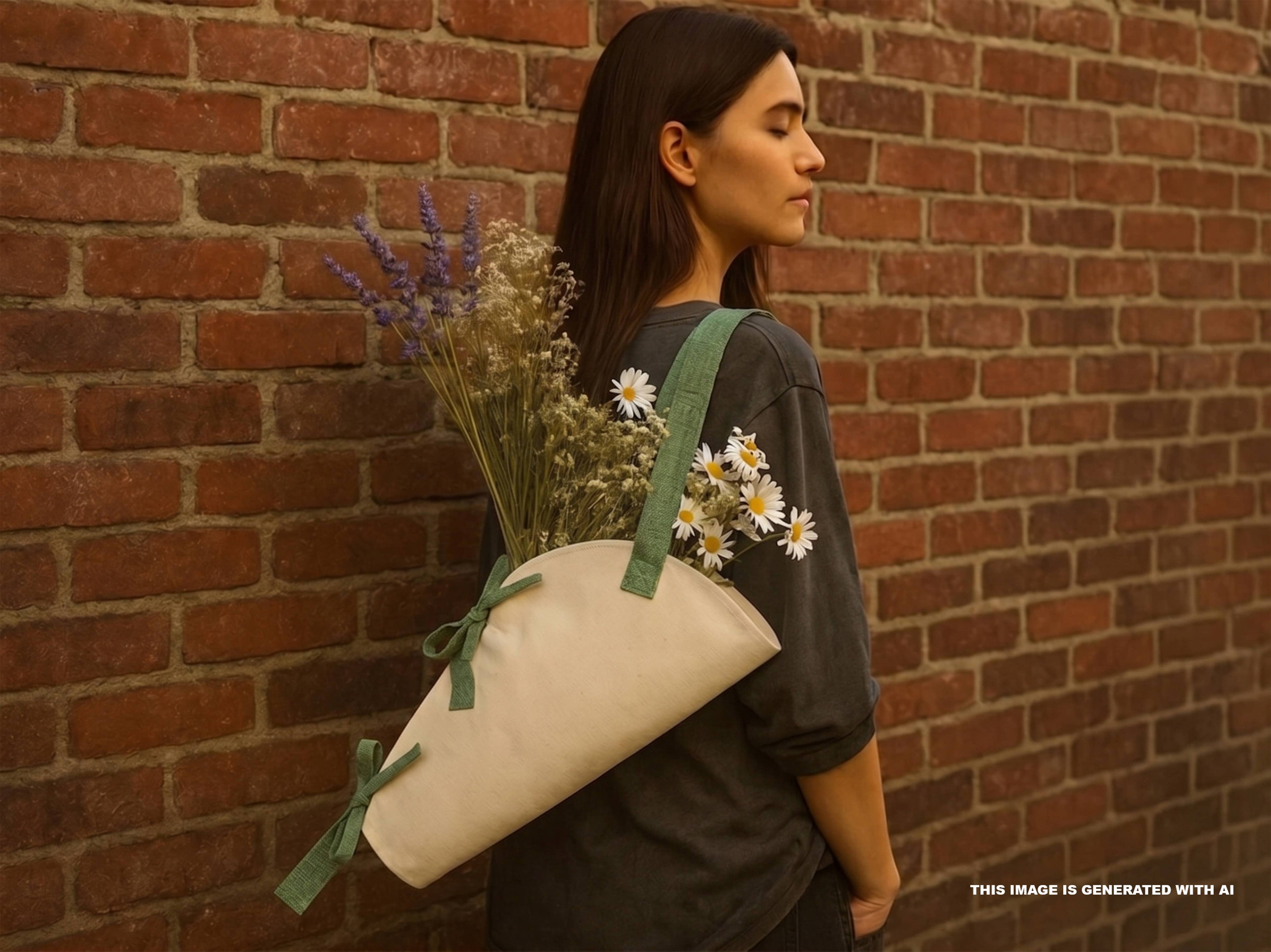 Canvas Flower Tote | Canvas Bouquet Bag | Unbranded