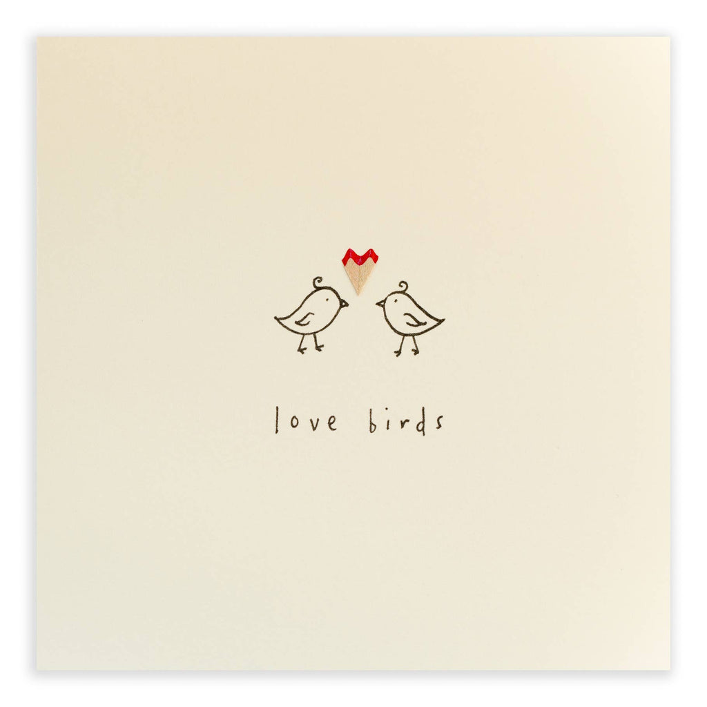 Love Birds Card – Handfinished UK Real Pencil Shavings