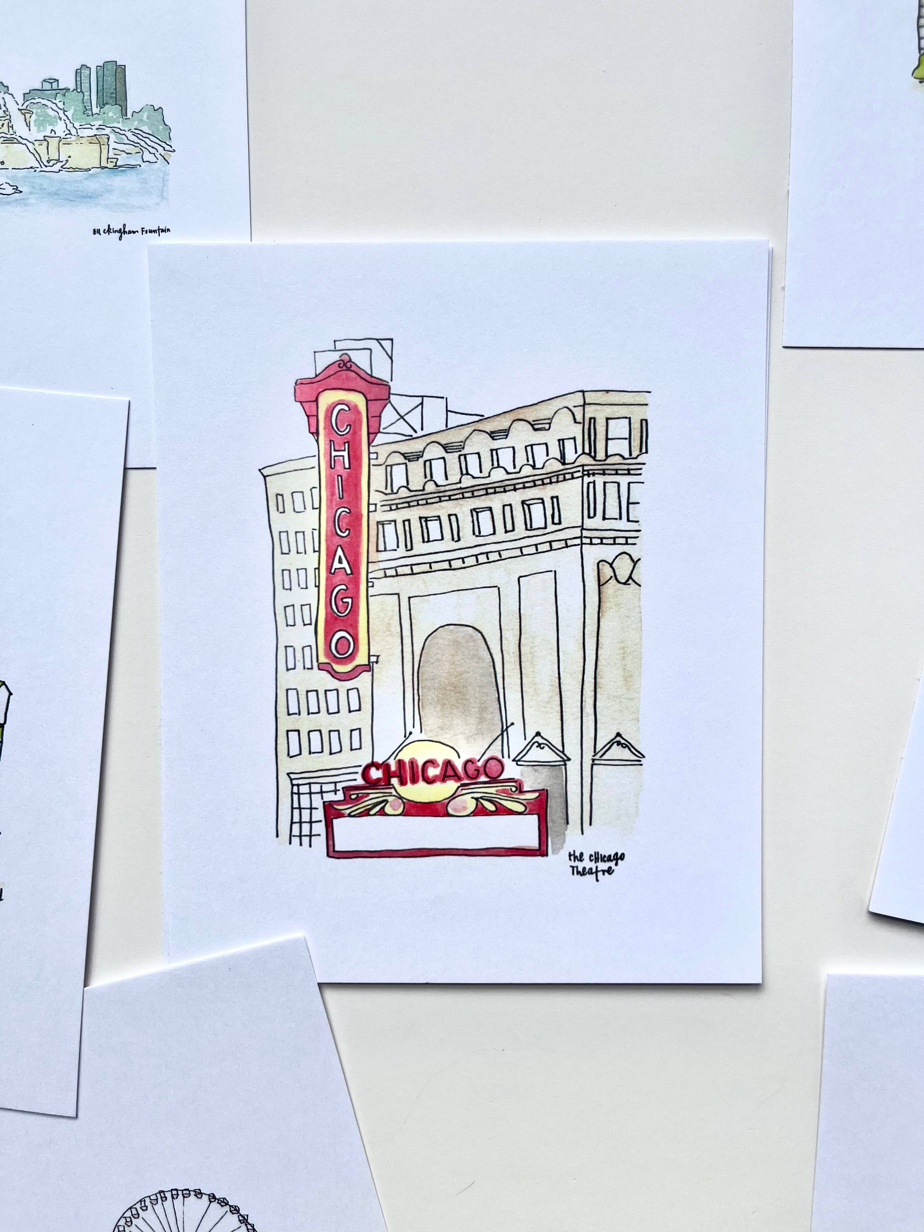 Chicago Watercolor Postcard pack