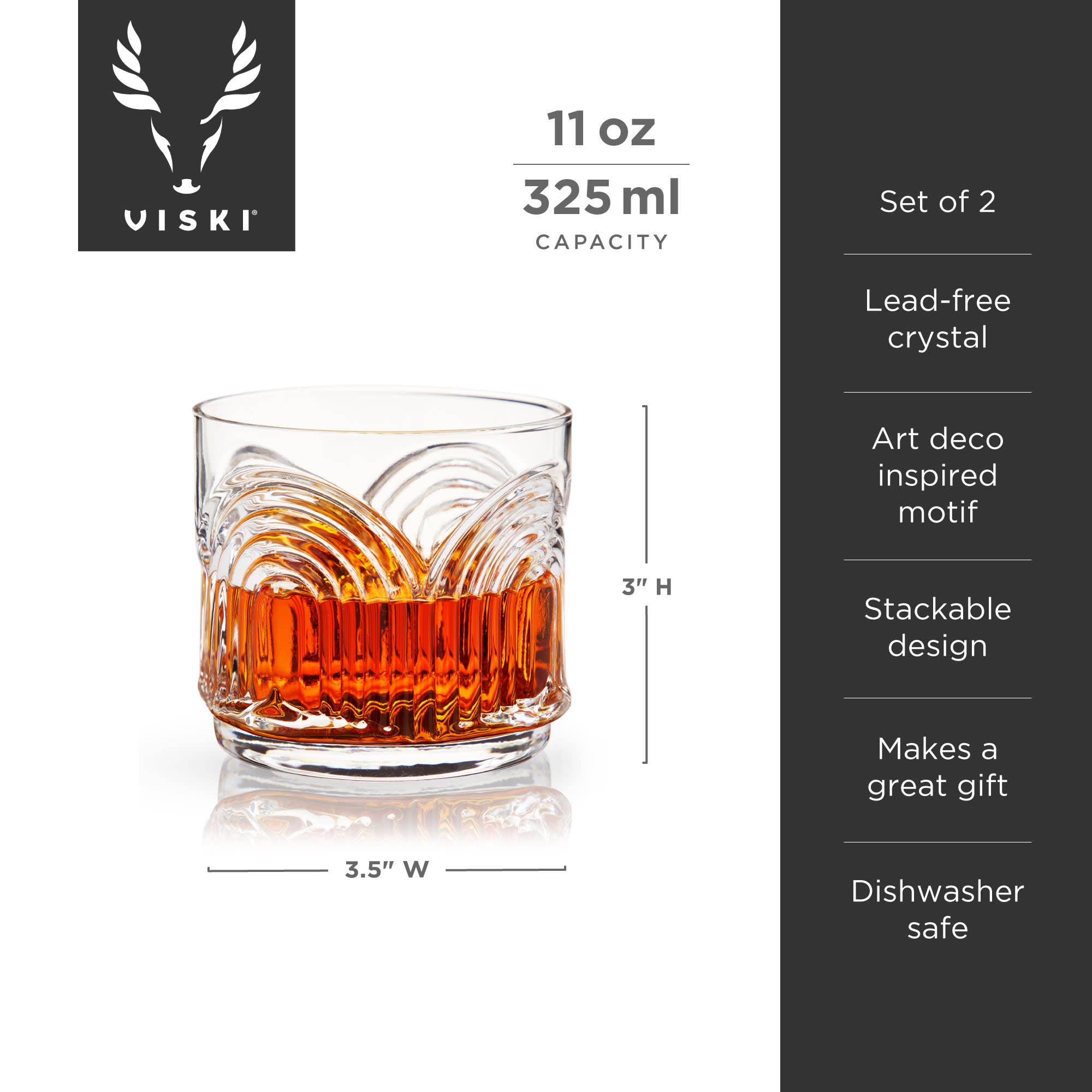 Deco Beau Crystal Lowball Tumblers Set of 2