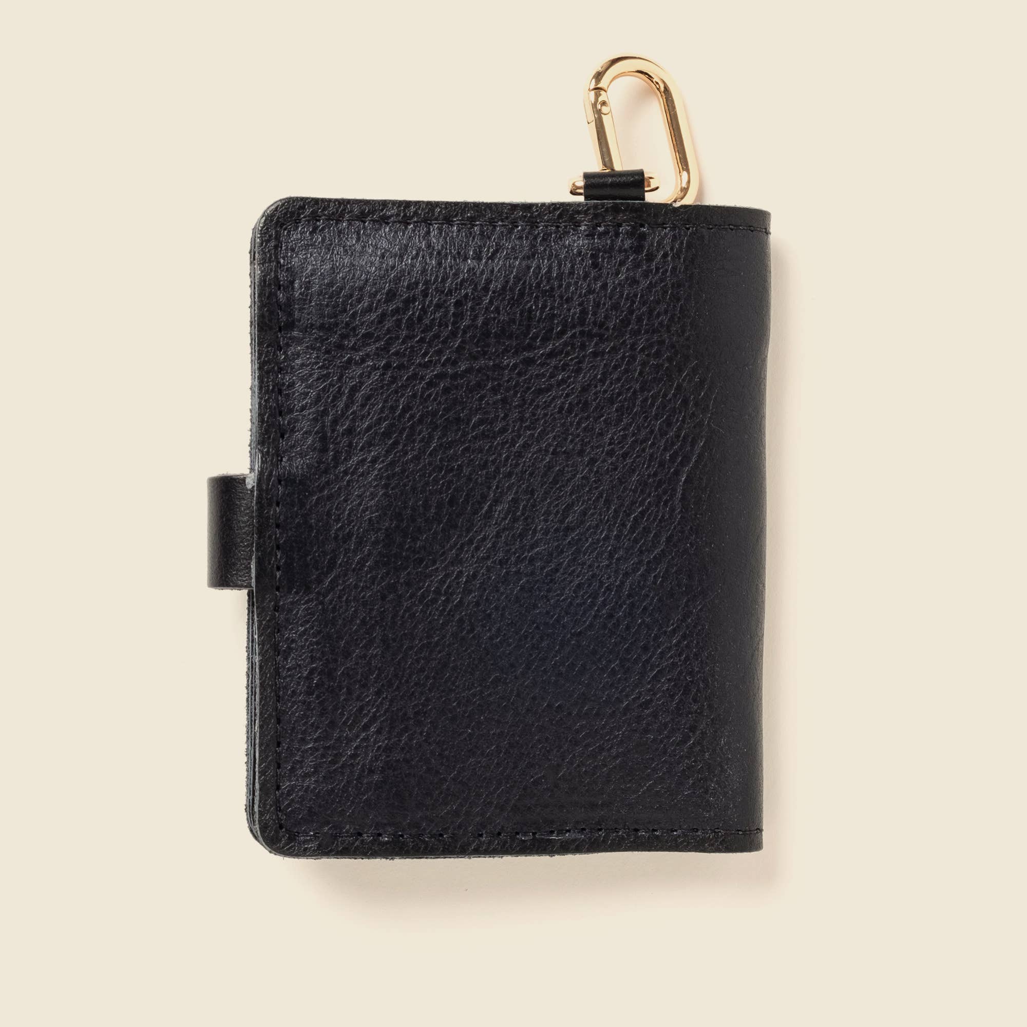 Snap Leather Wallet with key ring - Natural
