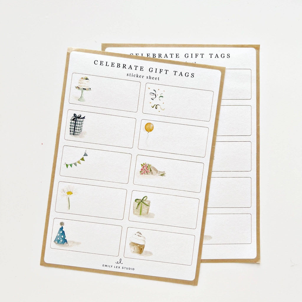 Celebrate gift tag label sticker sheets