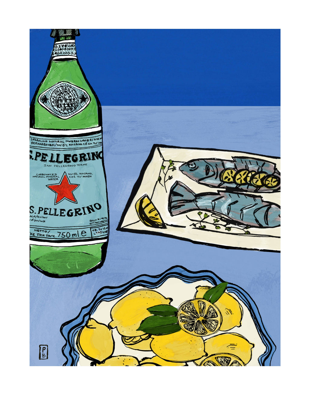 Lemon & Pellegrino Giclée Print: Italian Kitchen Wall Art