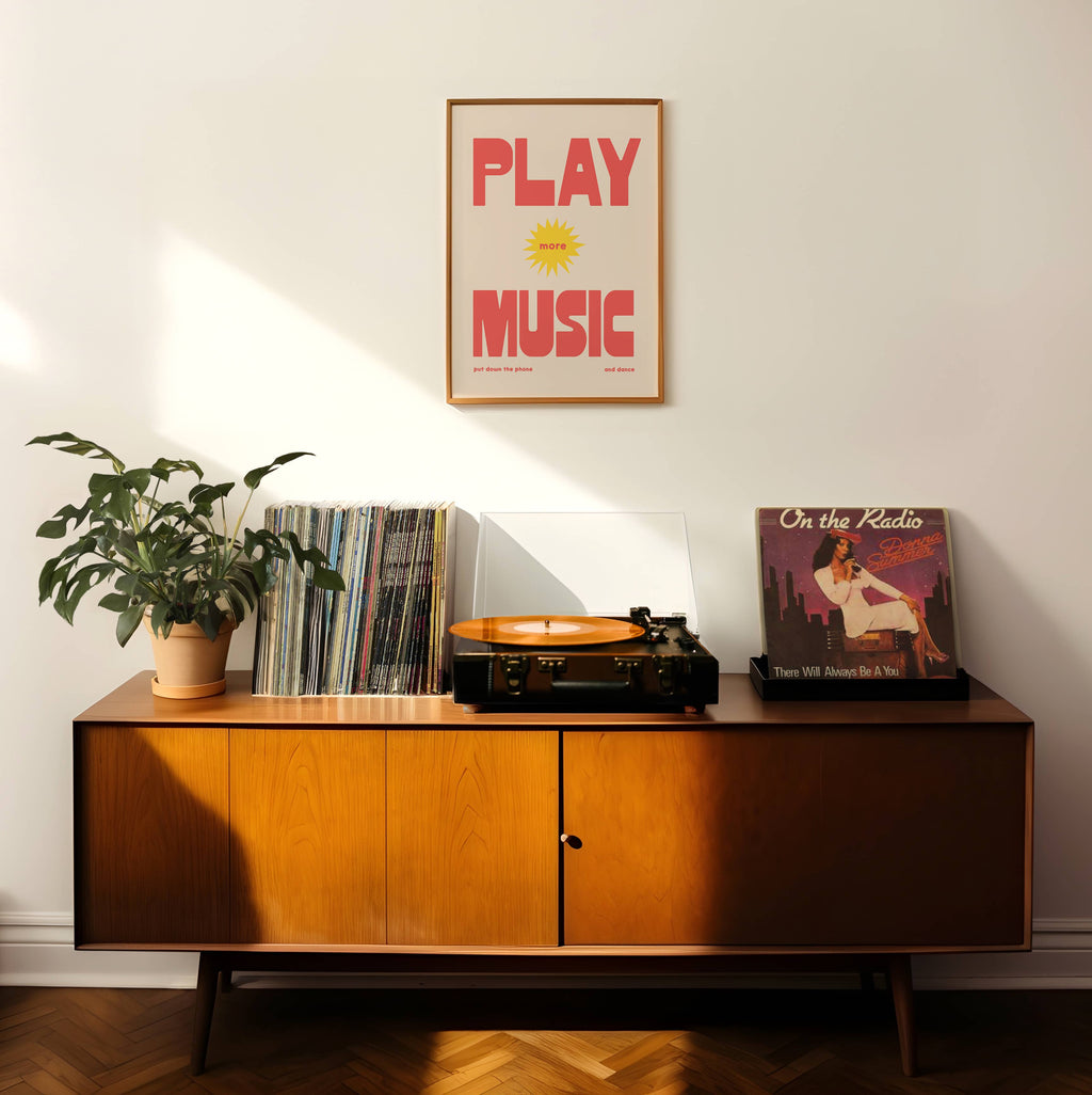 Play More Music Print - Retro Poster