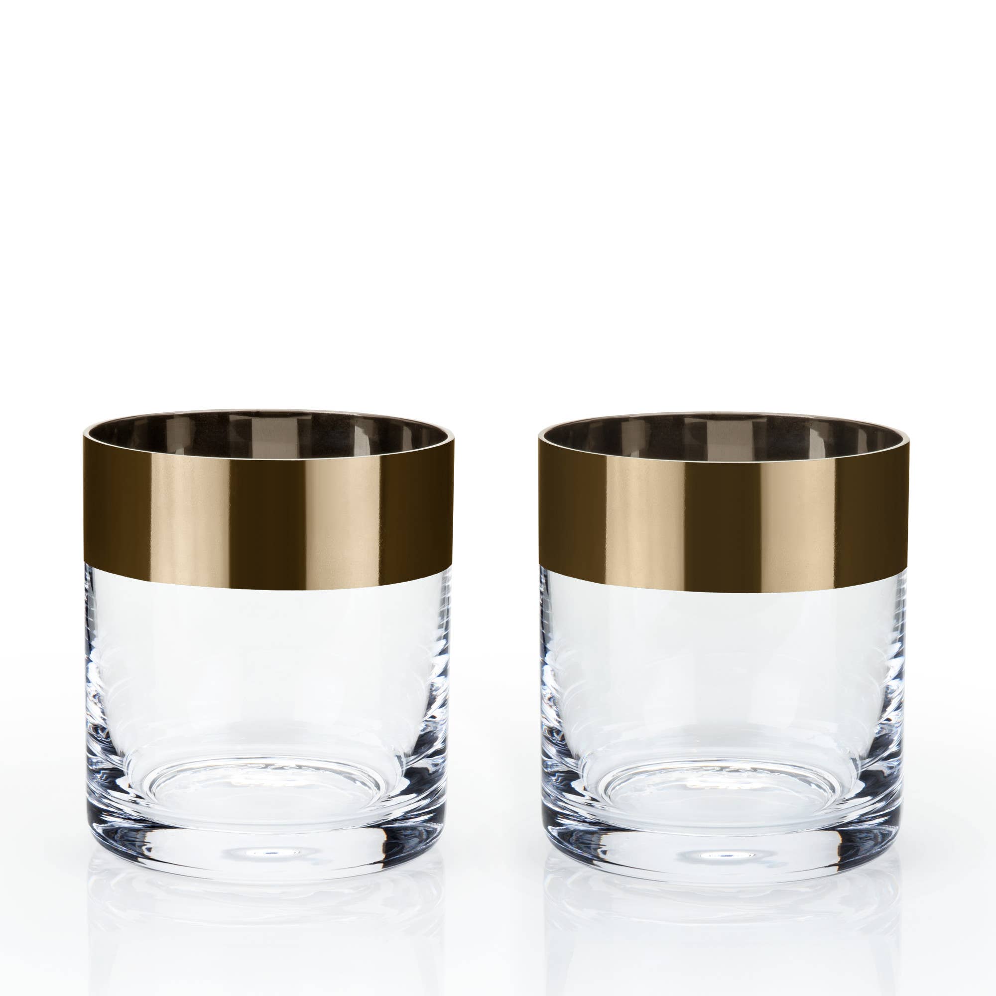Irving™ Bronze Rimmed Crystal Lowball Tumblers Set of 2