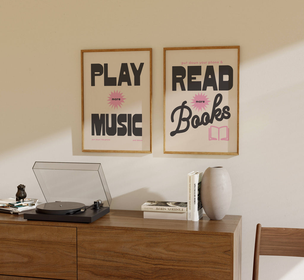 Play More Music Print - Retro Poster