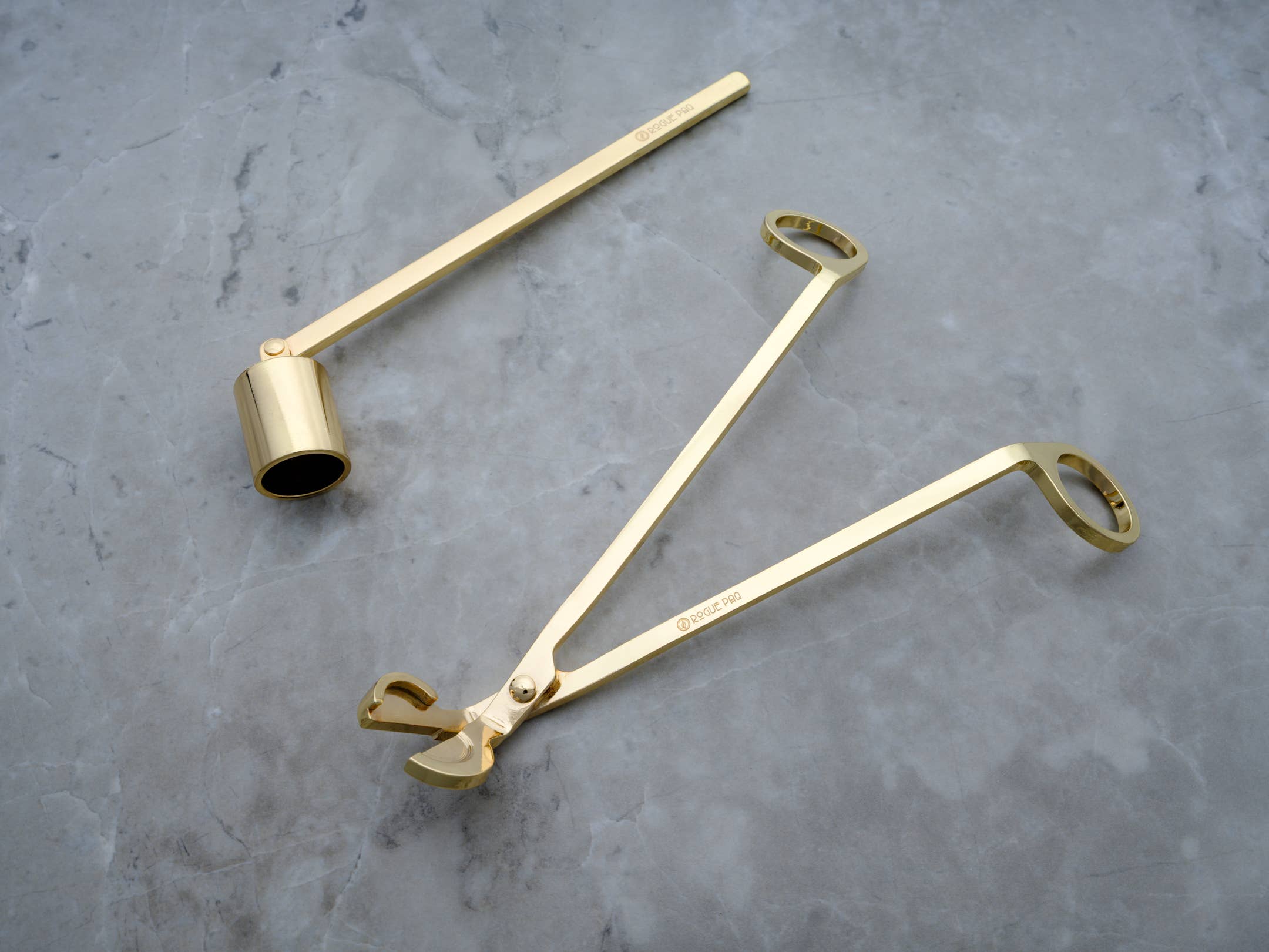 Candle Care Accessory Set: Gold Wick Trimmer and Snuffer