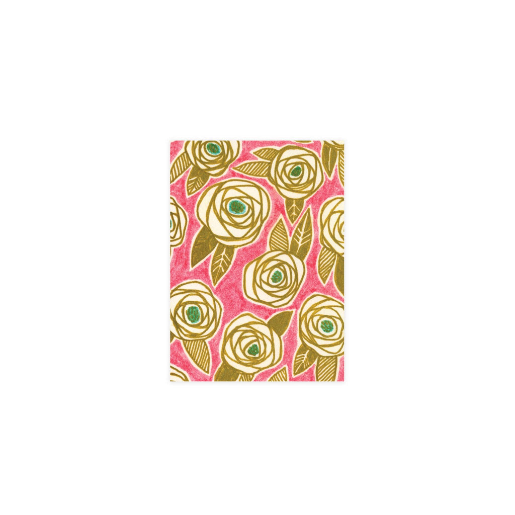 Gold Roses on Pink / Boxed Note Cards