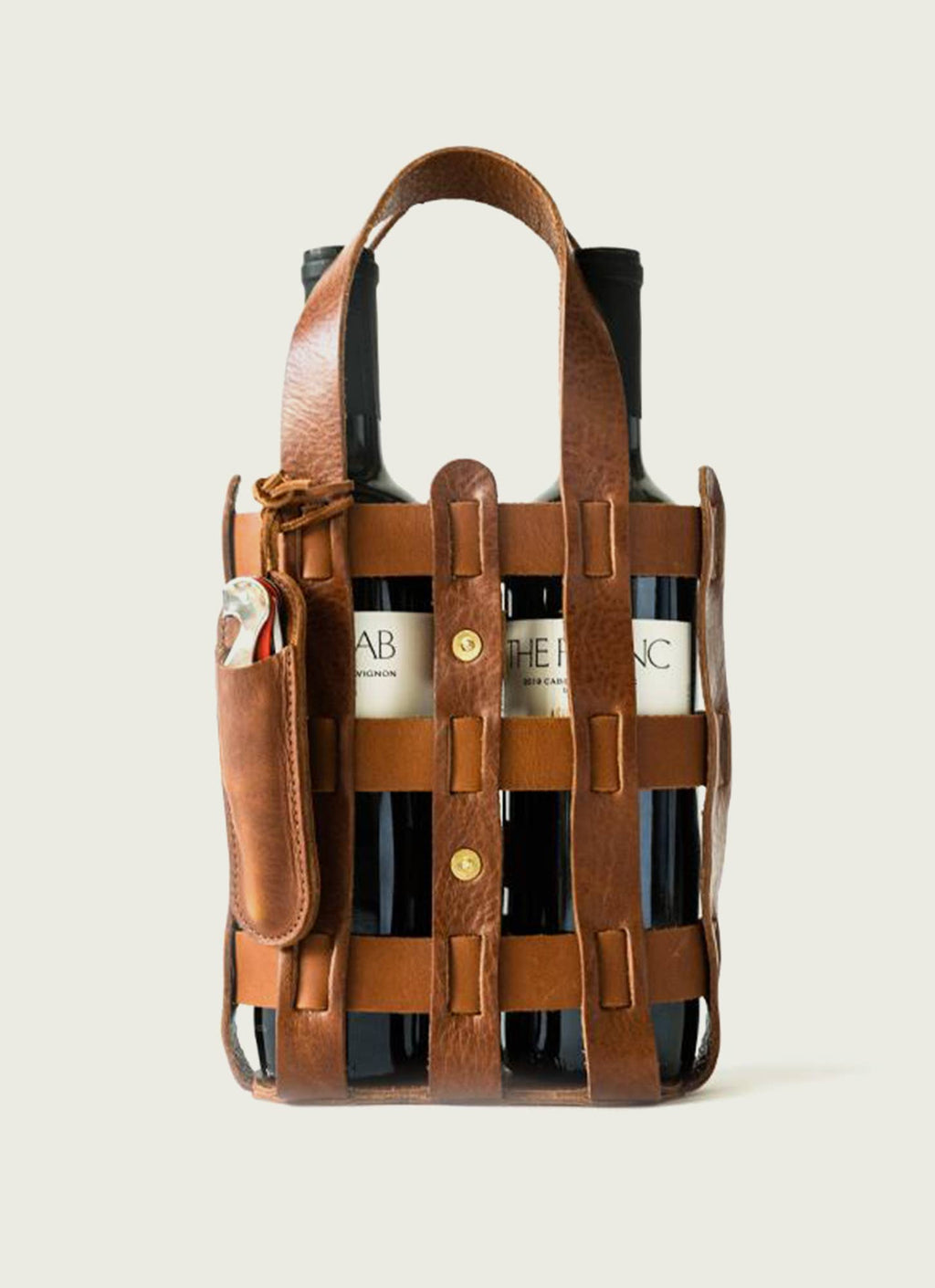 Full-Grain Leather Wine Tote – Gift Bag