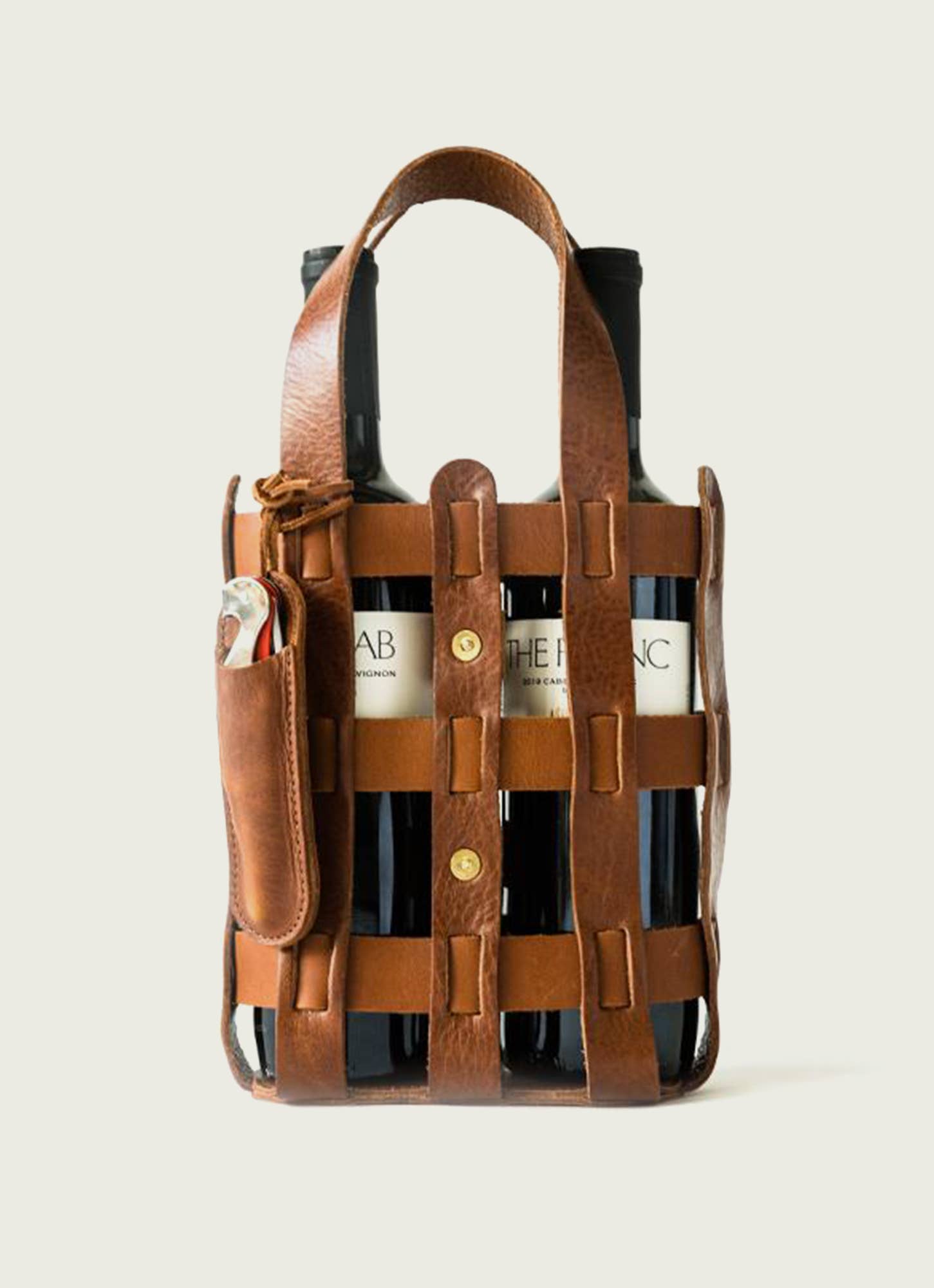 Full-Grain Leather Wine Tote – Gift Bag