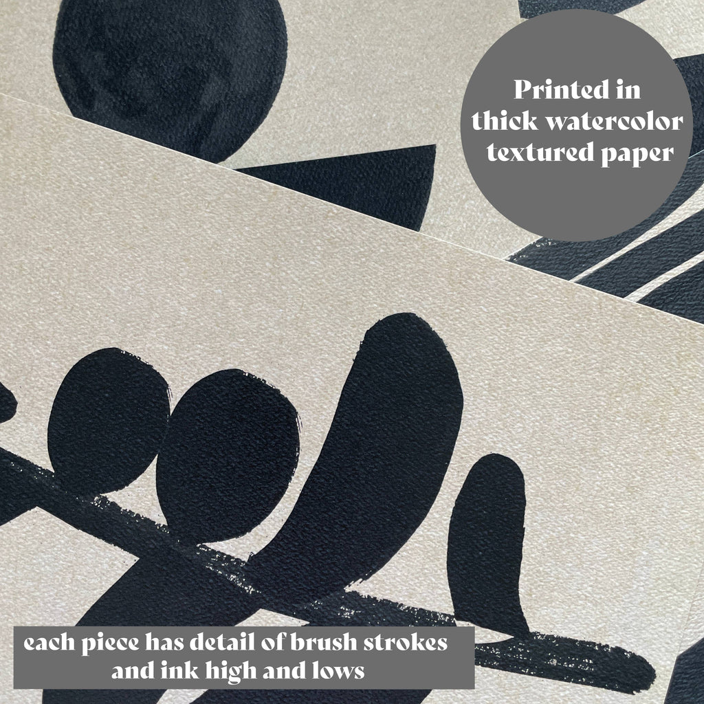 Black & Beige Modern Abstract Art Print "The River"