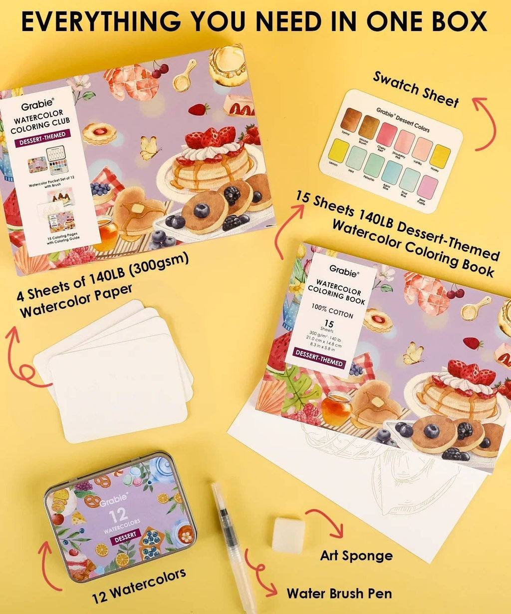 Dessert-Themed  Watercolor Coloring Club Box