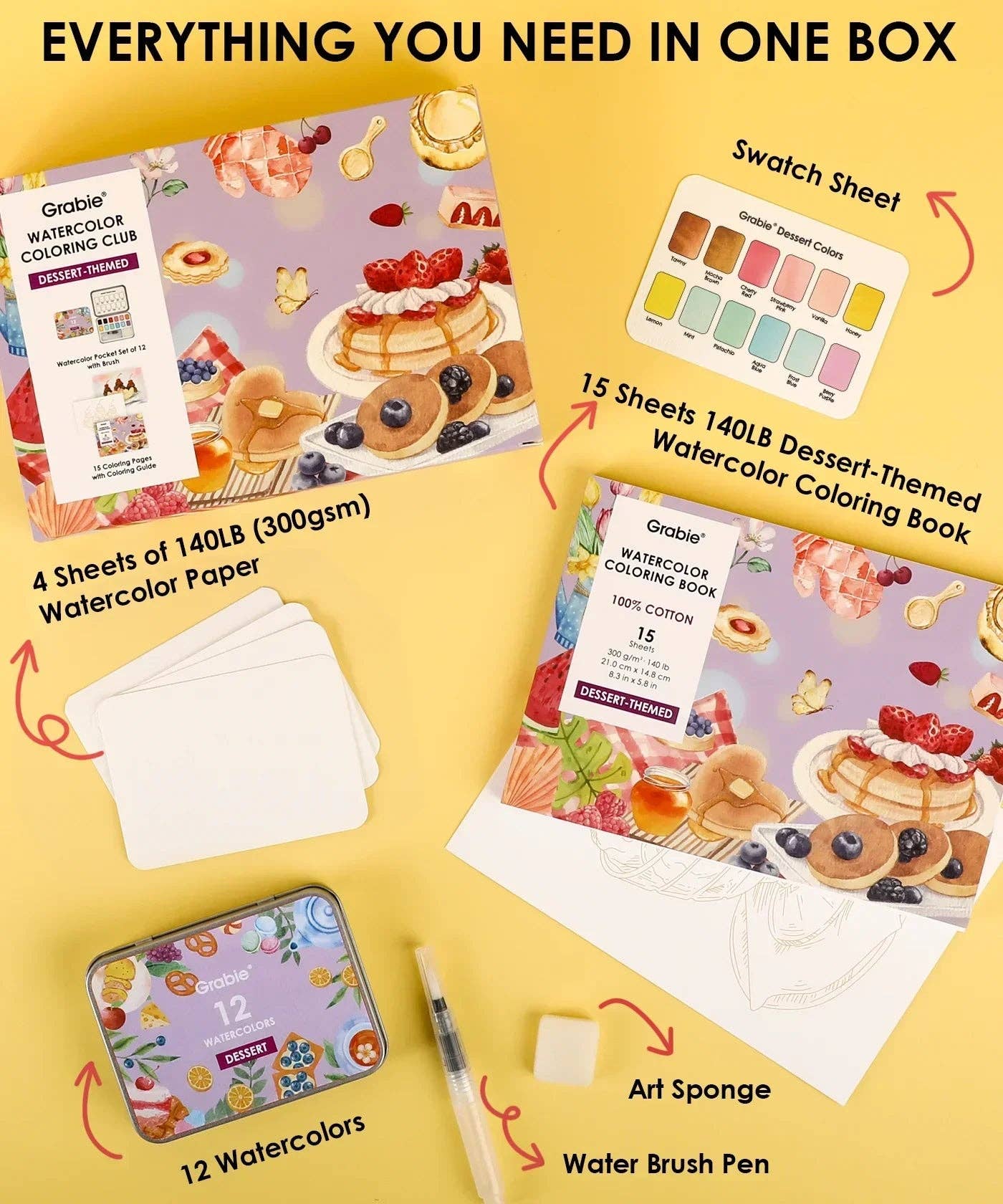 Dessert-Themed  Watercolor Coloring Club Box