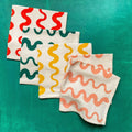 Wavy Stripes Hand Printed Cotton Napkins, Set of 4