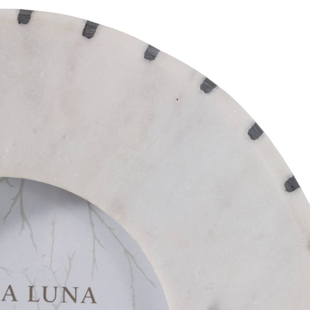 Photo Frame - White/Black Marble Wood with Inlay, 4x4 in.