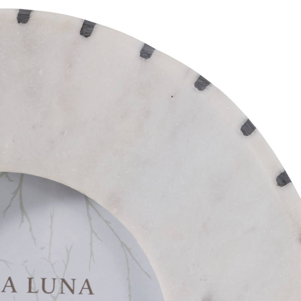Photo Frame - White/Black Marble Wood with Inlay, 4x4 in.