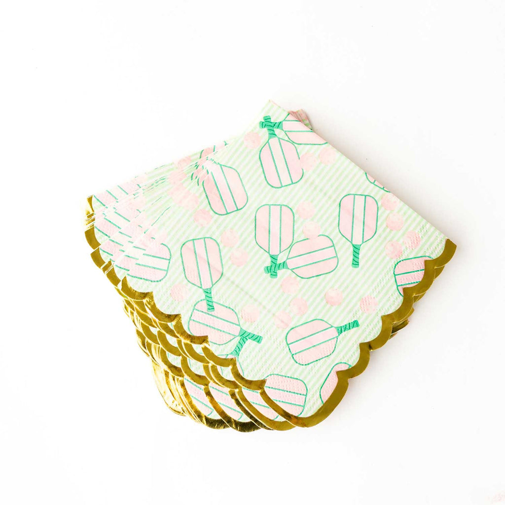 Pickleball Stripe Paper Beverage Napkin Packs