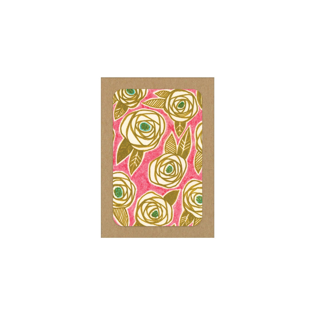 Gold Roses on Pink / Boxed Note Cards