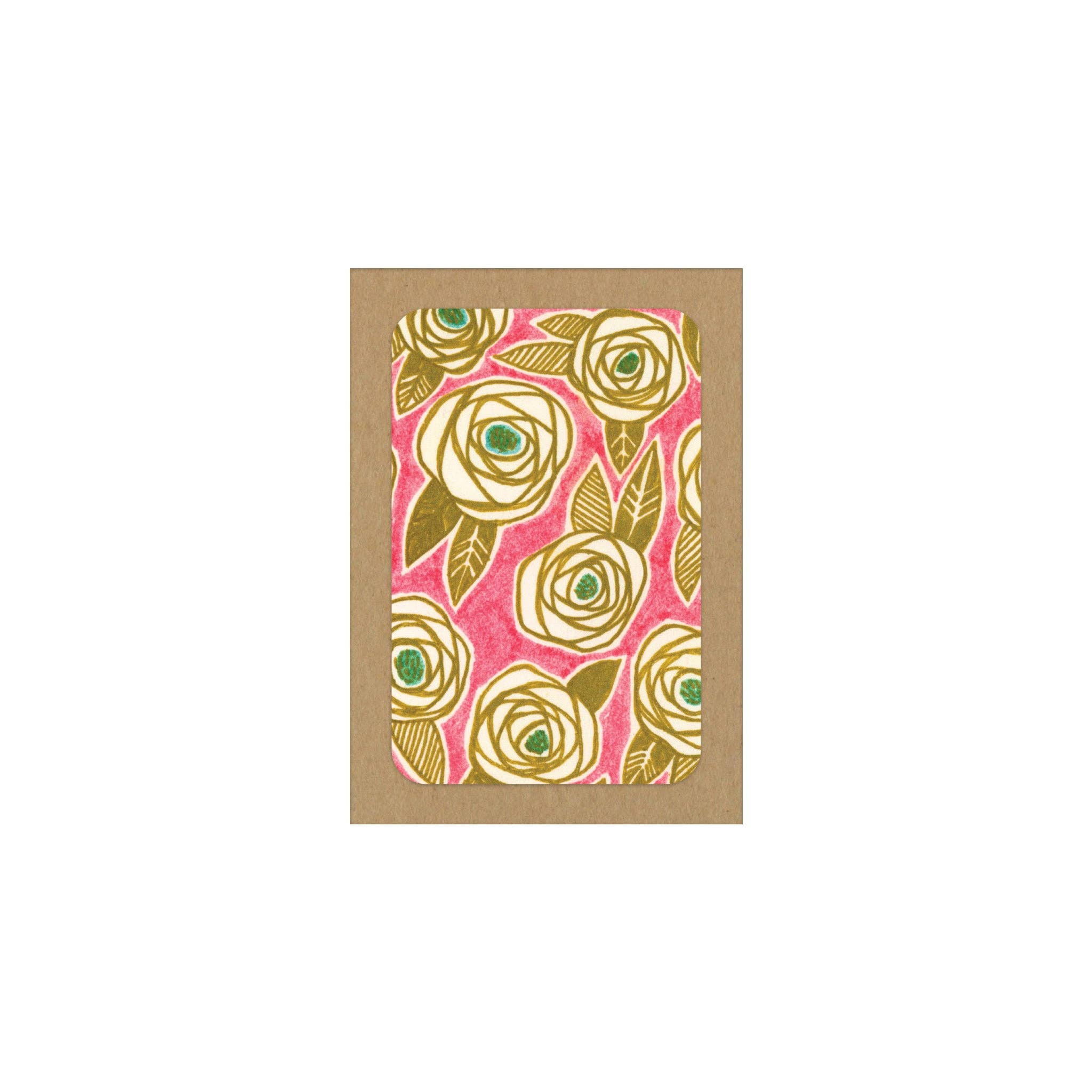 Gold Roses on Pink / Boxed Note Cards