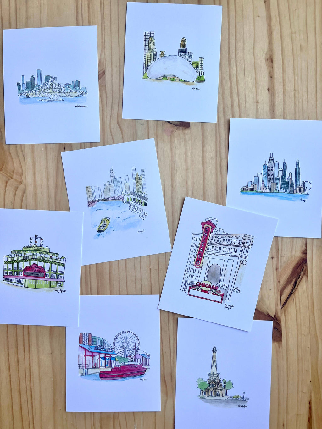Chicago Watercolor Postcard pack