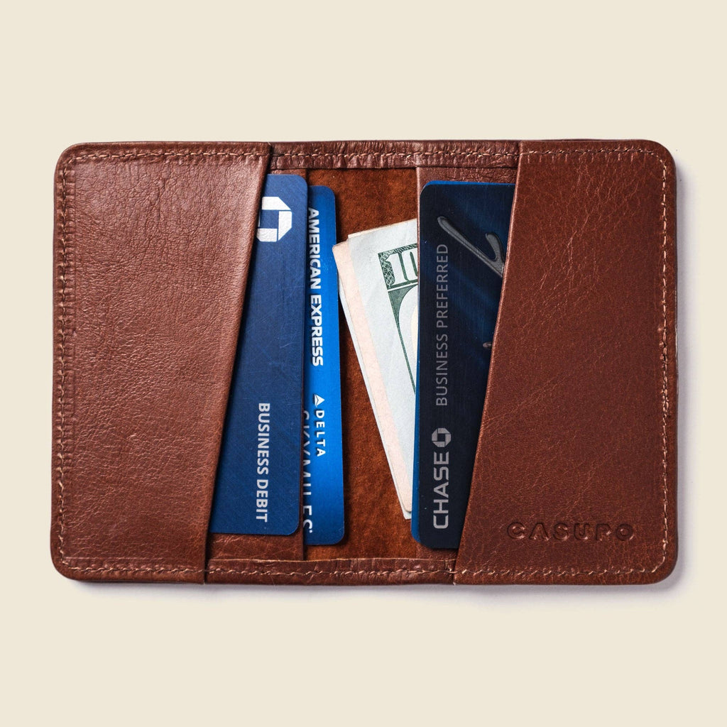 Leather Compact Bifold Wallet for Men - Chocolate