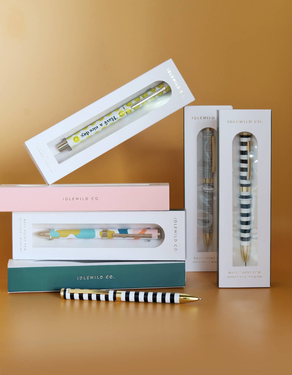 Luxe Pen, Rollerball | Black & White Stripe