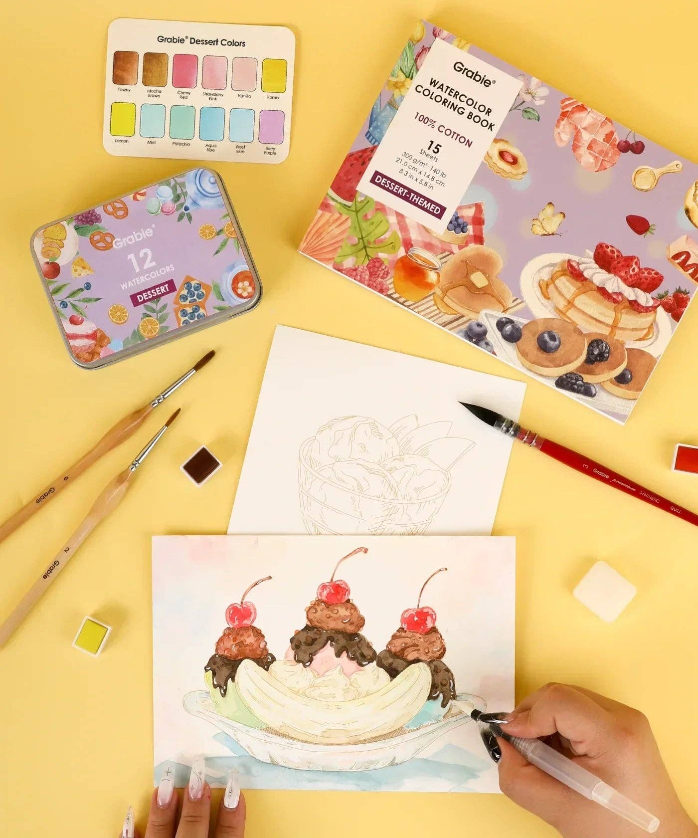 Dessert-Themed  Watercolor Coloring Club Box