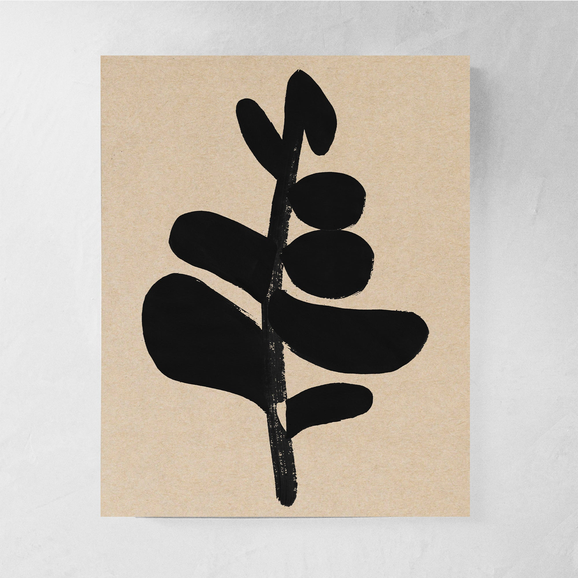 Black & Beige Modern Abstract Art Print "The Flower"