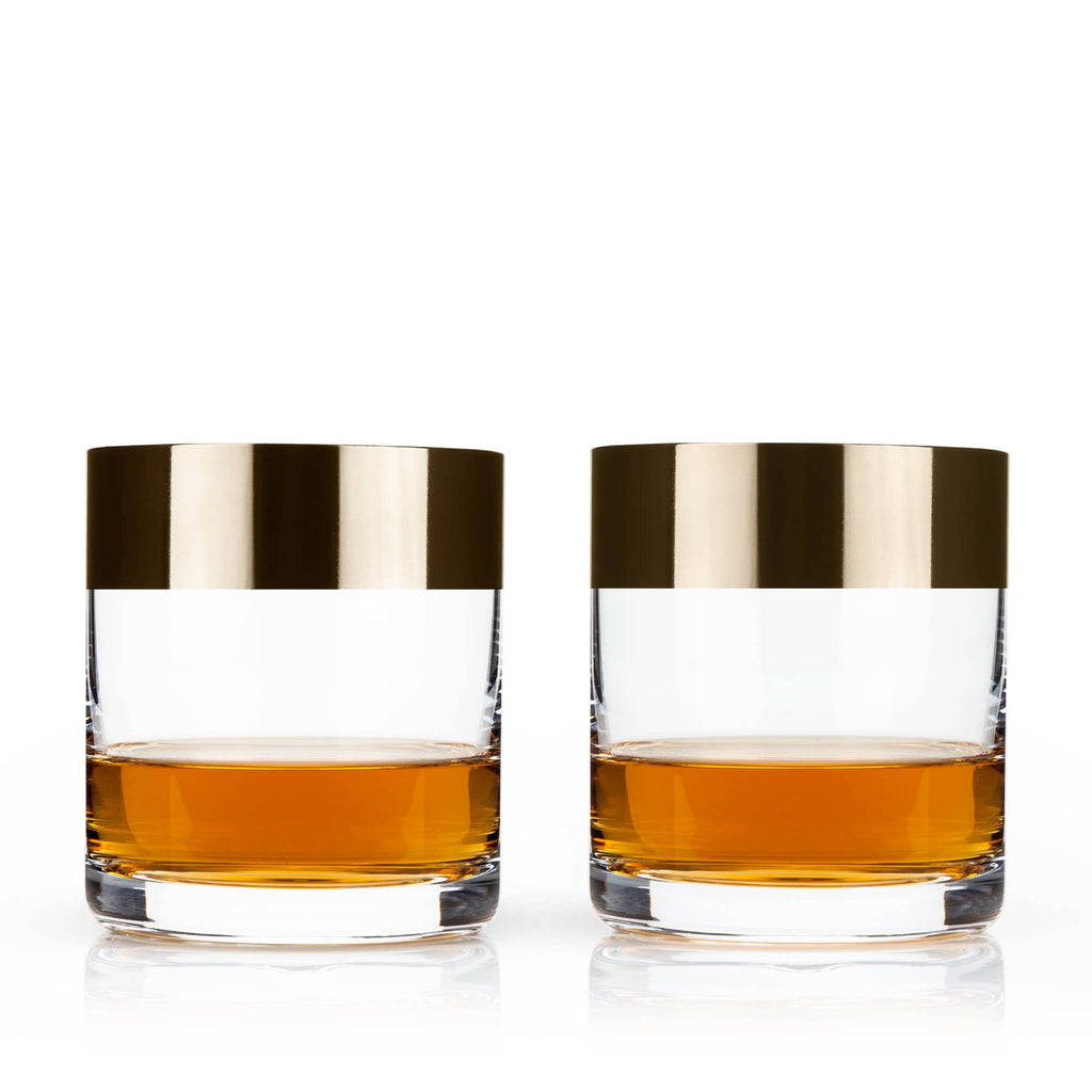 Irving™ Bronze Rimmed Crystal Lowball Tumblers Set of 2