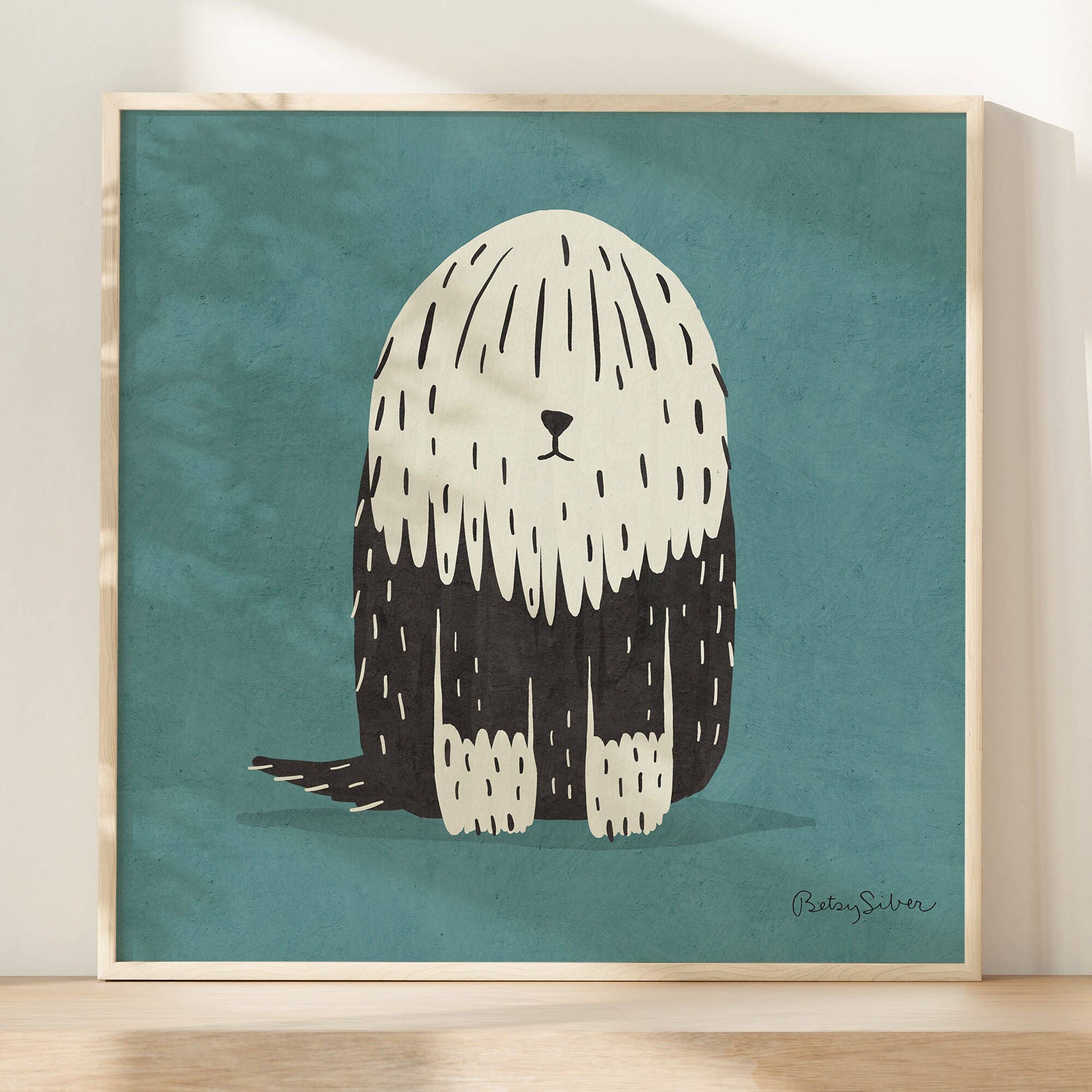 Sheepdog Art Print in Blue