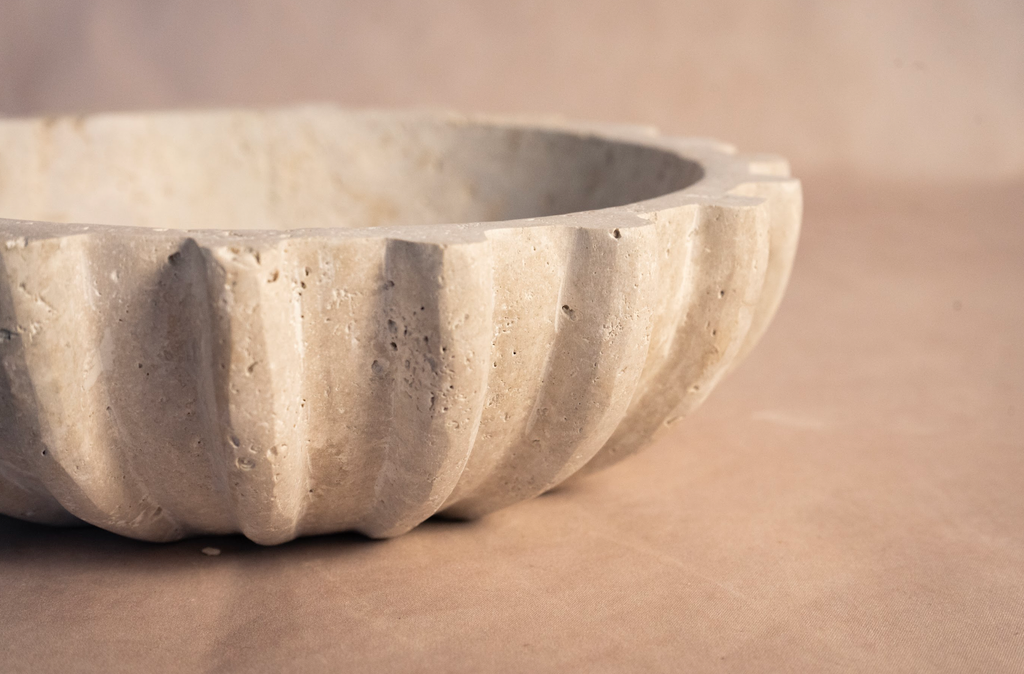 Outer Fluted Bowl - Travertine