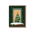Cat in Window Christmas Greeting Card - Solo