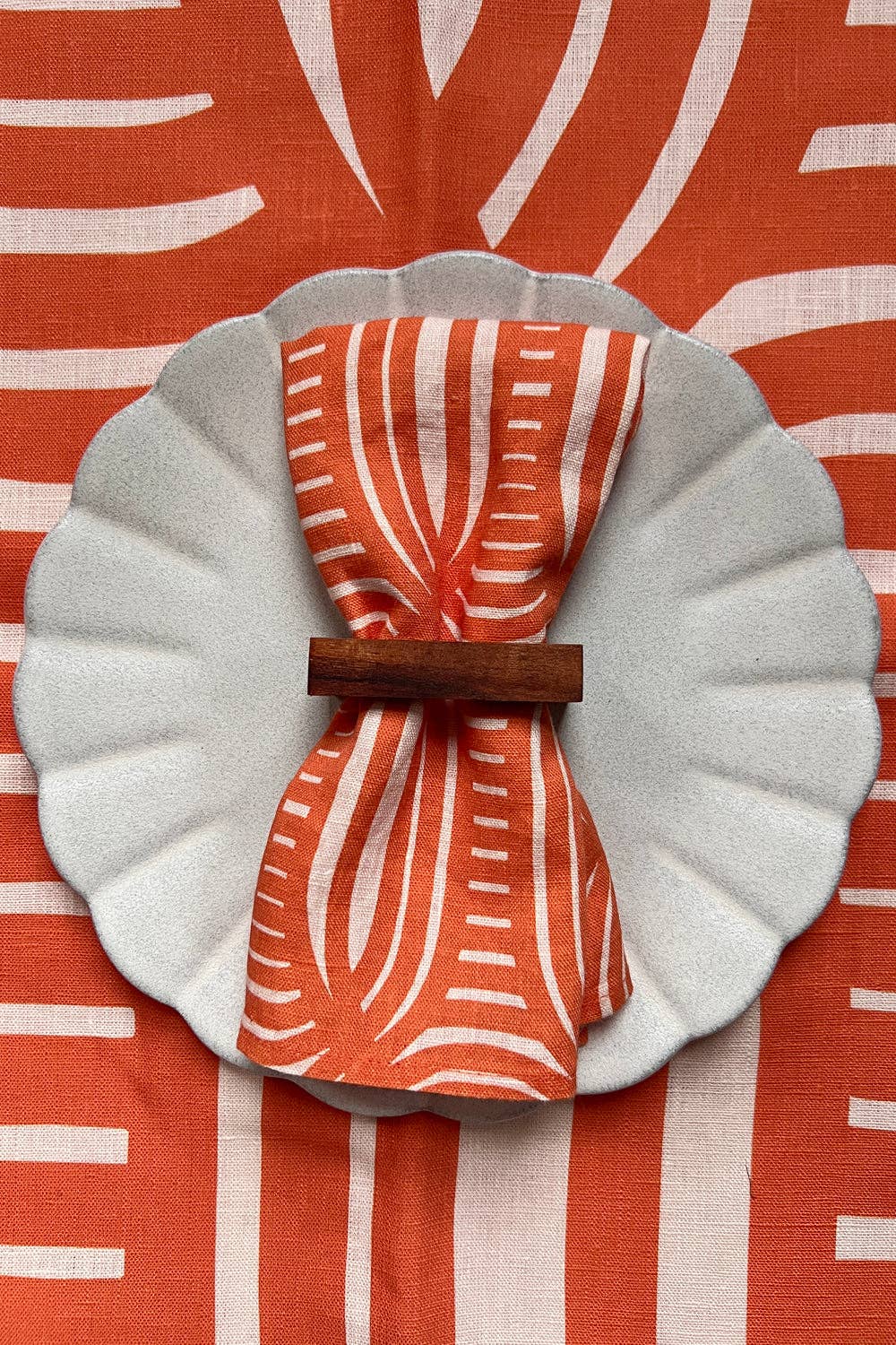 Summer Weave linen napkin, coral, SET OF 4